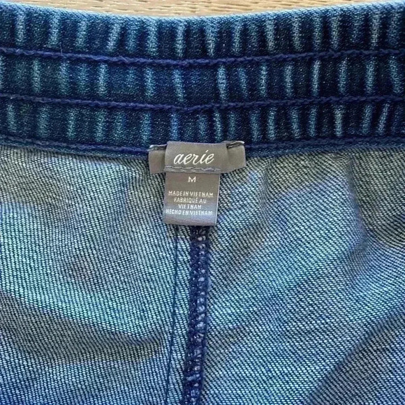 Aerie cut off elastic waist shorts medium blue - Picture 3 of 6